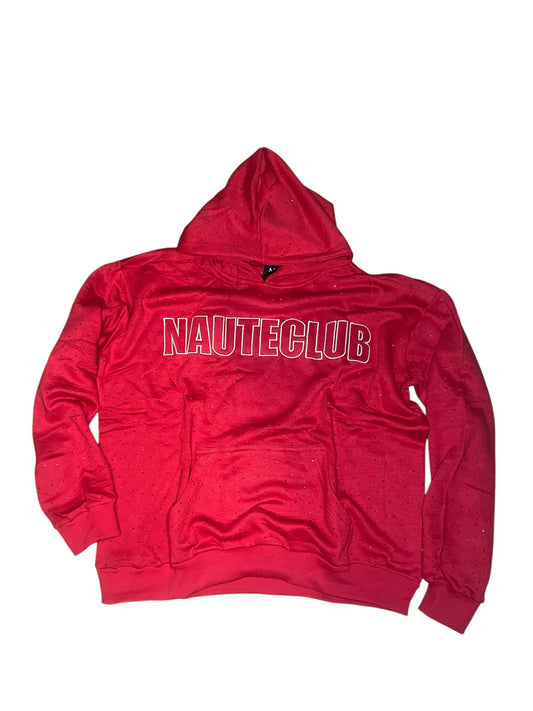 RED RHINESTONE “VVS” NAUTE HOODIE