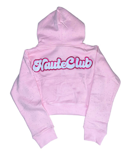 NAUTE CROPPED RHINESTONES HOODIE