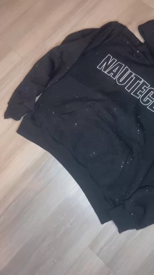 BLACK RHINESTONE “VVS” NAUTE HOODIE